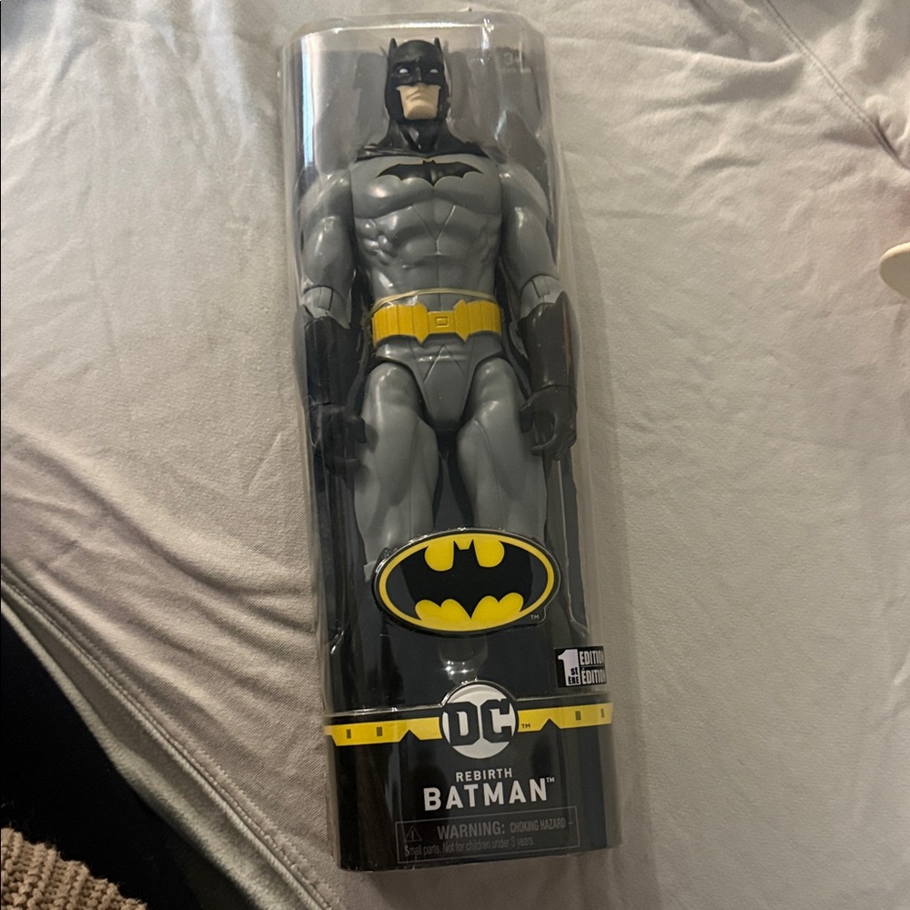 DC Batman Figure with Gray Suit and Yellow Accents